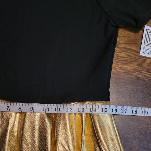 Lularoe Amelia Dress Elegant Collection XL Gold Metallic Black Pockets NWT - Picture 7 of 8